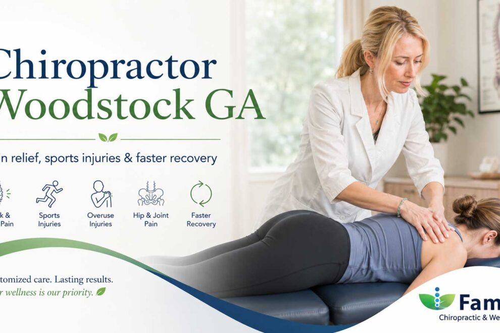 Chiropractor Woodstock GA helping a patient with pain sports injuries and faster recovery