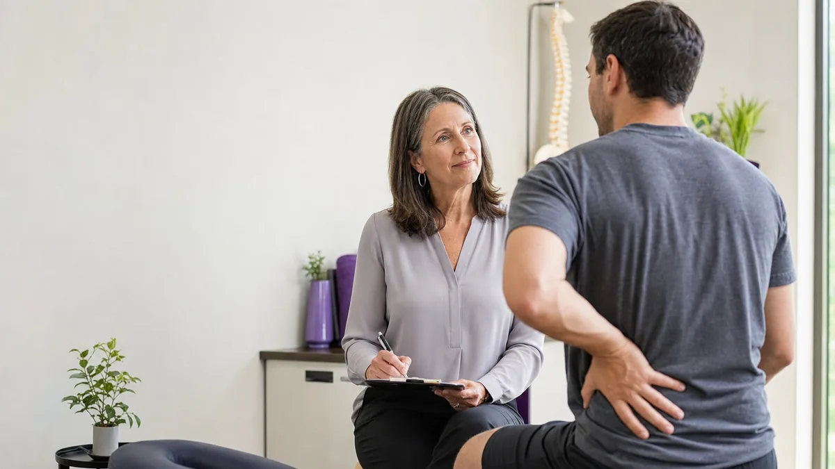 Lower Back Pain After a Car Accident — Atlanta Chiropractor Auto accident chiropractor in Atlanta evaluating lower back pain after a car accident